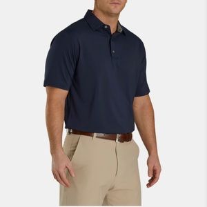 Footjoy Men’s Navy Cider Ridge Golf Club Solid Lisle Self Collar Pro Dry Polo XL